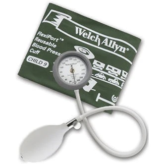 Sphygmomanometer Aneroid, Integrated, Gear-Free, Shock Resistant, Inflation Bulb & Valve, Size-09 Child, FlexiPort Reusable 1-Tube Child Print Cuff (1/EA) by Hillrom/Welch Allyn  ID DS44-09P